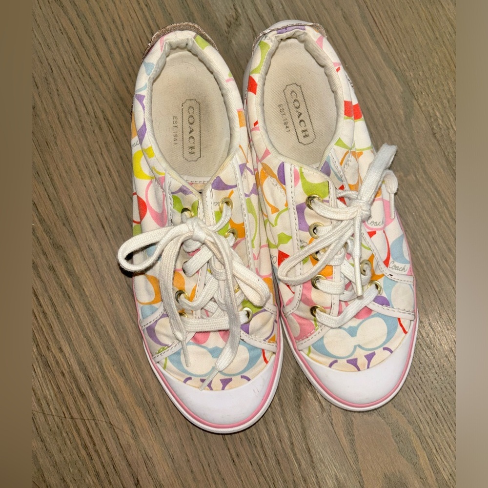 Coach Barrett Low Top Multicolor Logo Sneakers women’s size 9 - Picture 2 of 8